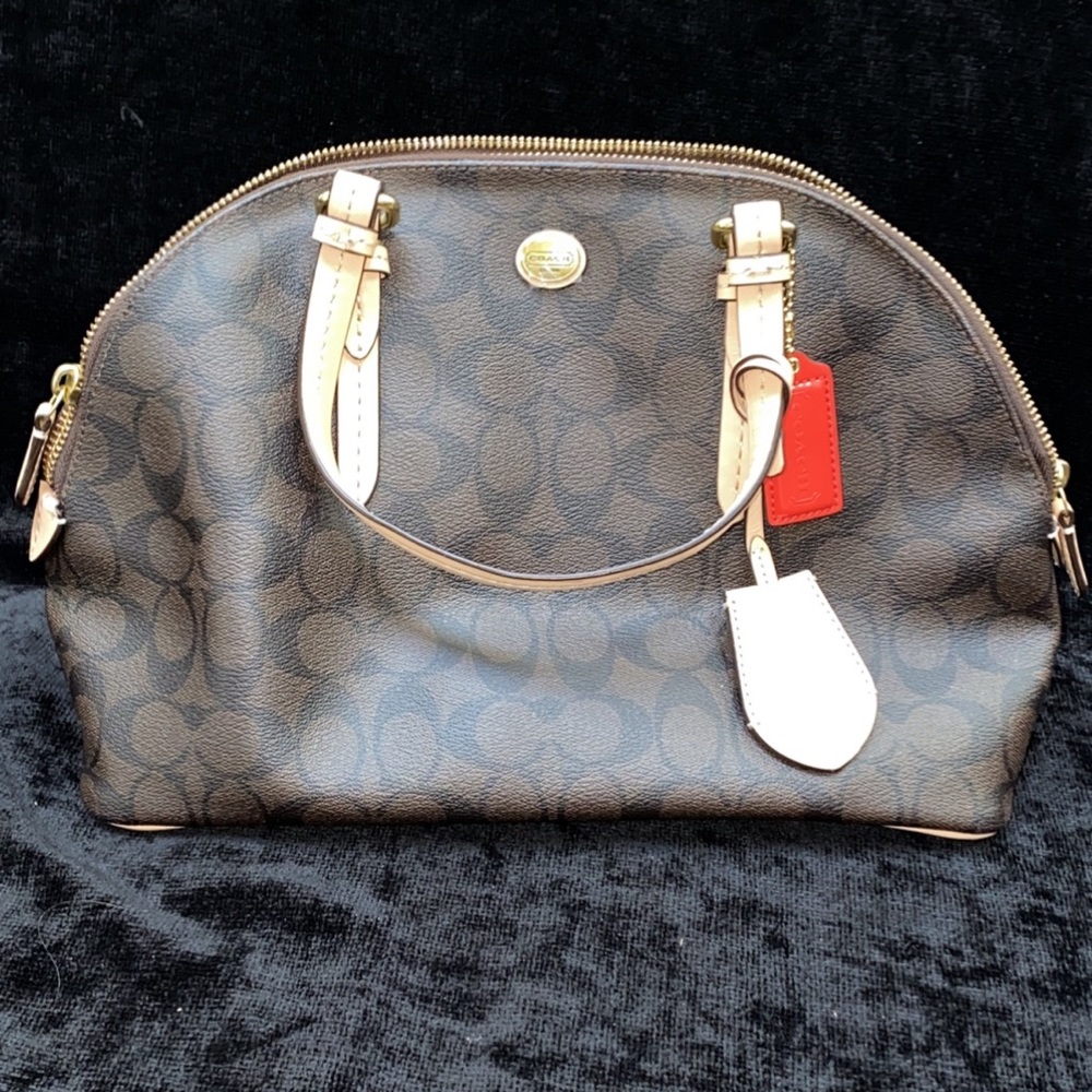 Coach print brown shoulder bag